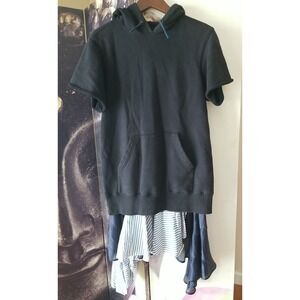 SACAI Women's Drawstring Hoodie Sweater Dress‎ in Navy Short Sleeve Size 3 TP01